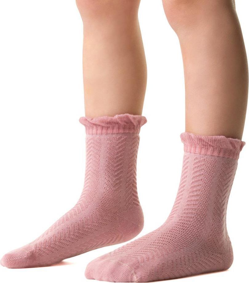 Ružové dievčenské ponožky z jemnej bavlny Art. 014 DO467, PINK 3D Veľkosť: 32/34