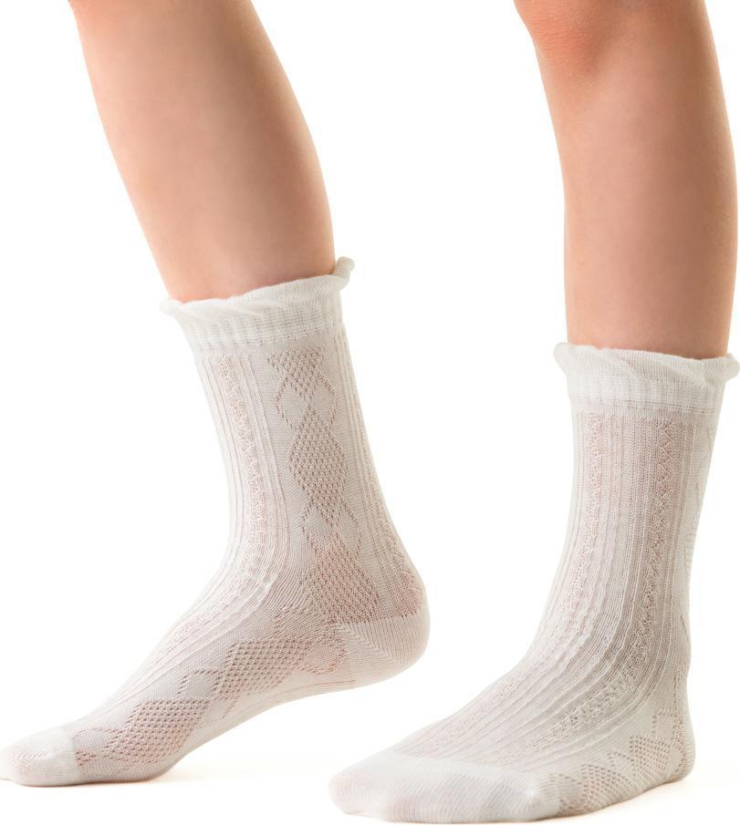 Biele dievčenské ponožky z jemnej bavlny Art. 014 DN463, ECRU 3D Veľkosť: 29/31