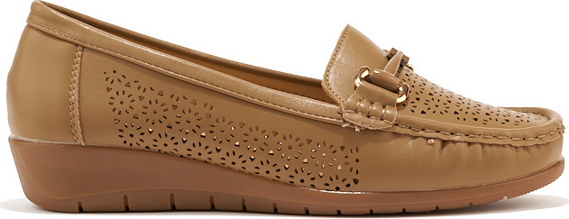 Béžové dámske dierkované mokasíny na nízkom kline VRA-762TA Veľkosť: 36