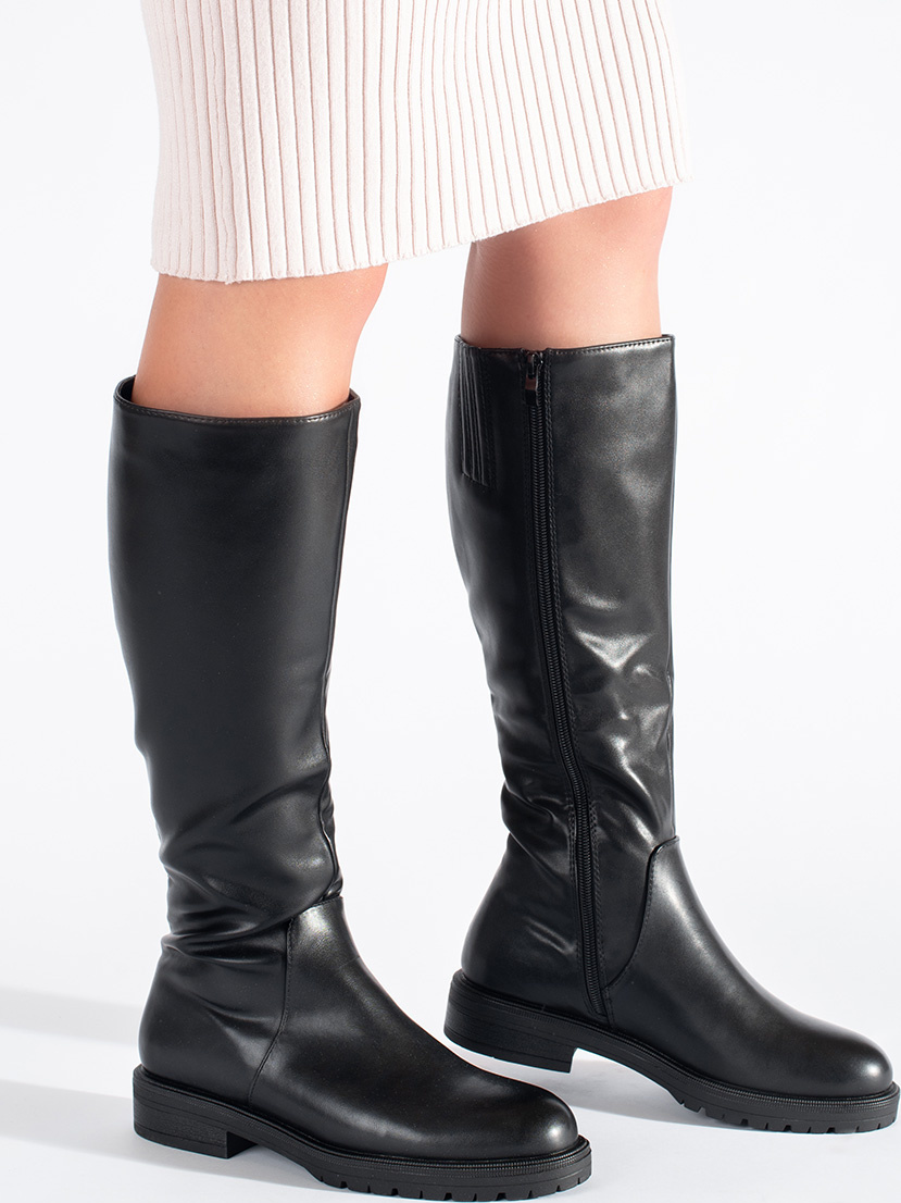 Čierne dámske čižmy s vrásnením Sergio Leone KZ541B Veľkosť: 37