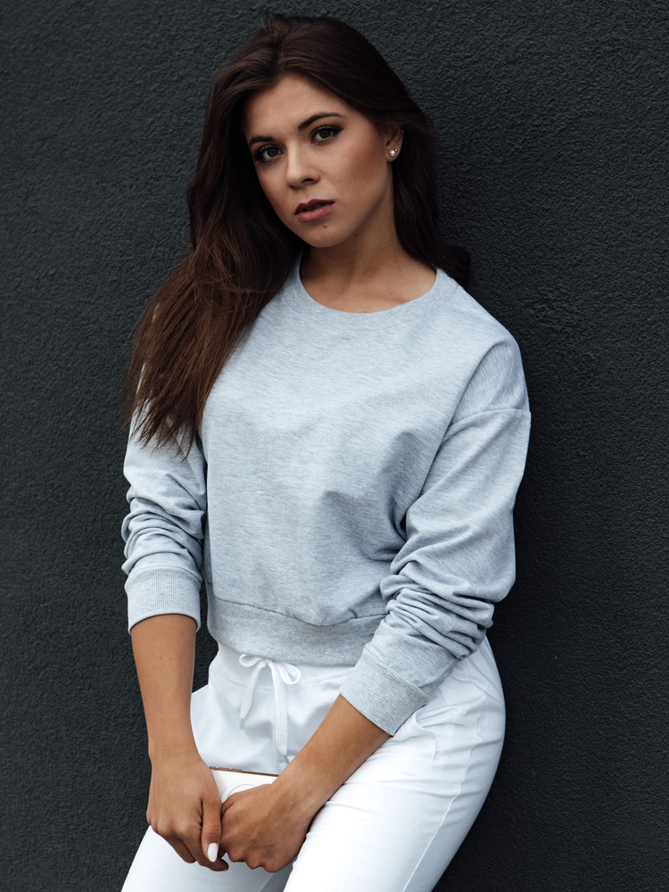 Svetlosivá klasická dámska mikina CASUALVIBE BY1300 Veľkosť: S