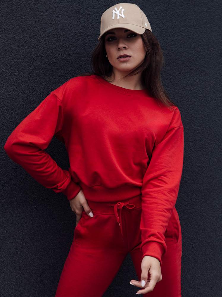 Červená klasická dámska mikina CASUALVIBE BY1304 Veľkosť: S