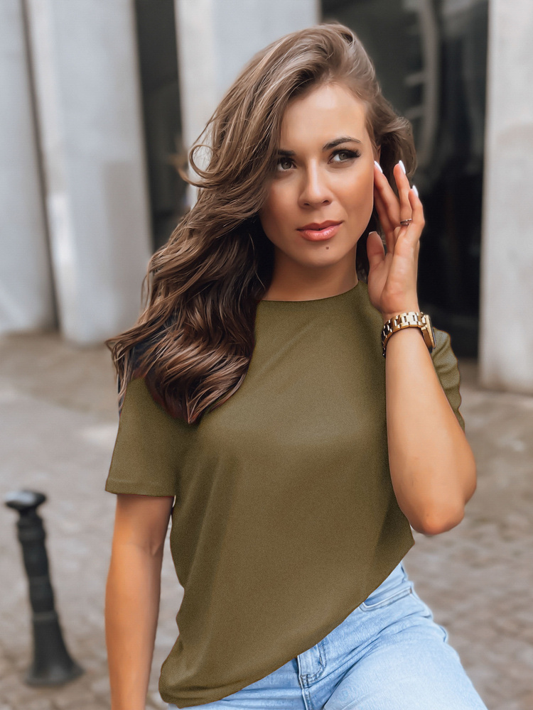 Khaki dámske voľné tričko MAYLA II RY2661 Veľkosť: ONE SIZE