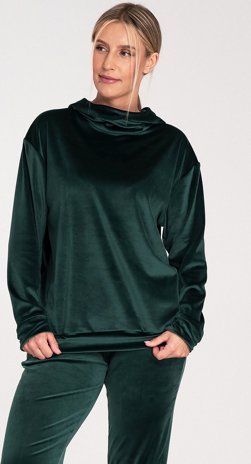 Tmavozelená velúrová mikina M745 dark green Veľkosť: S