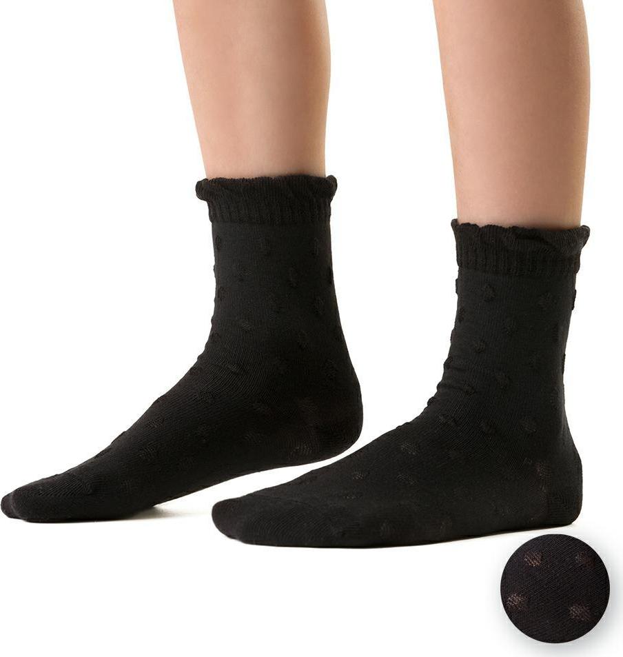 Čierne dievčenské ponožky so vzorom Art.138 KR373, BLACK 3D Veľkosť: 23/25