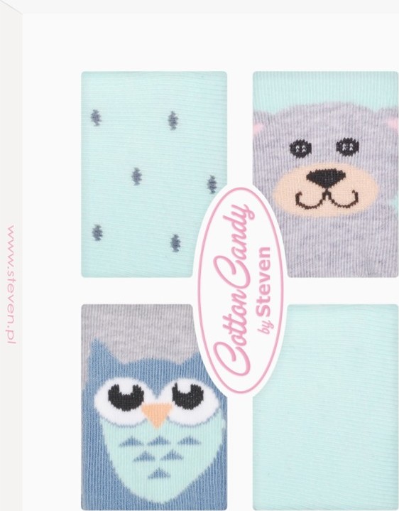 Mintovo-sivý set 4 detských ponožiek v boxe Art.144 BX003, Veľkosť: 17/19