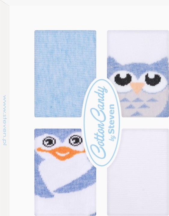 Modro-biela súprava 4 detských ponožiek v boxe Art.144 BX005, Veľkosť: 17/19