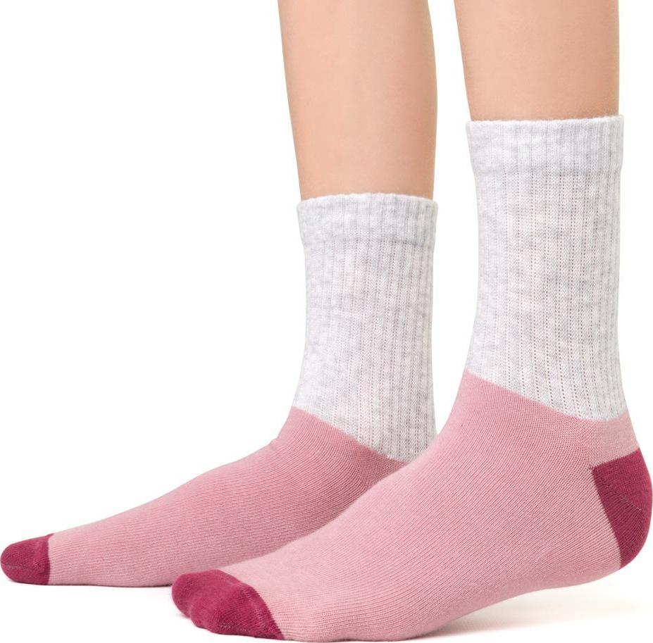 Ružovo-sivé ponožky pre dievčatá Art.014 DO444, SIZE 32-34 PINK Veľkosť: 29/31