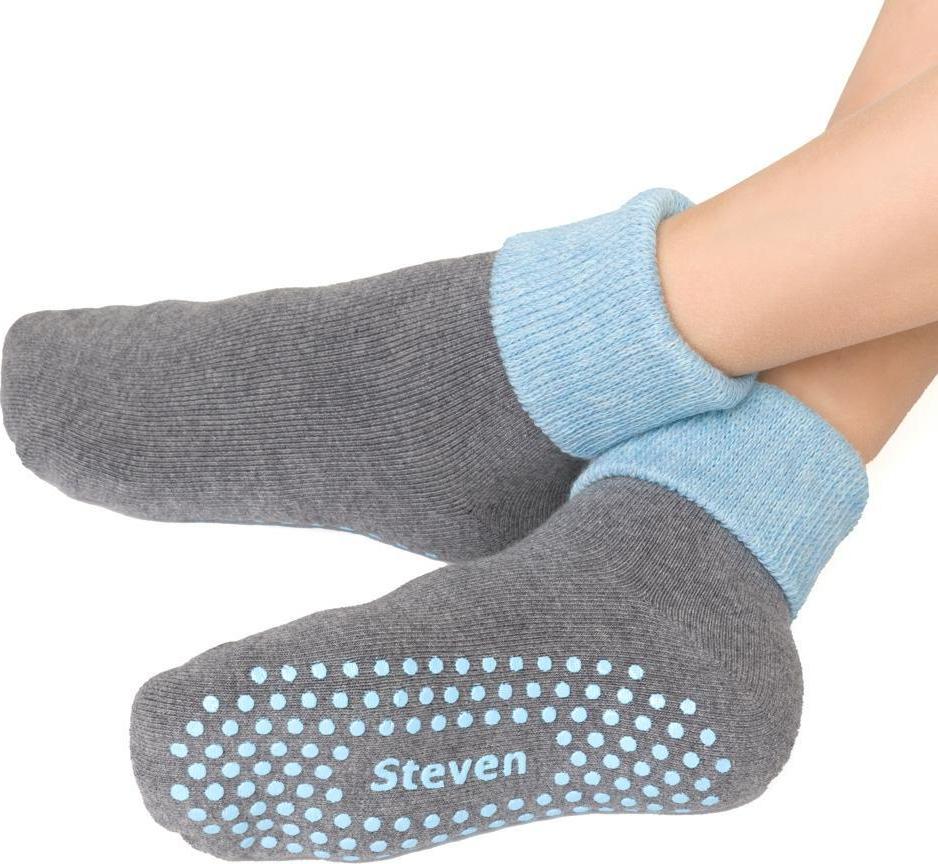 Sivo-modré protišmykové ponožky pre deti Art.038 TT020, GRAY MELANGE - ABS Veľkosť: 29/31