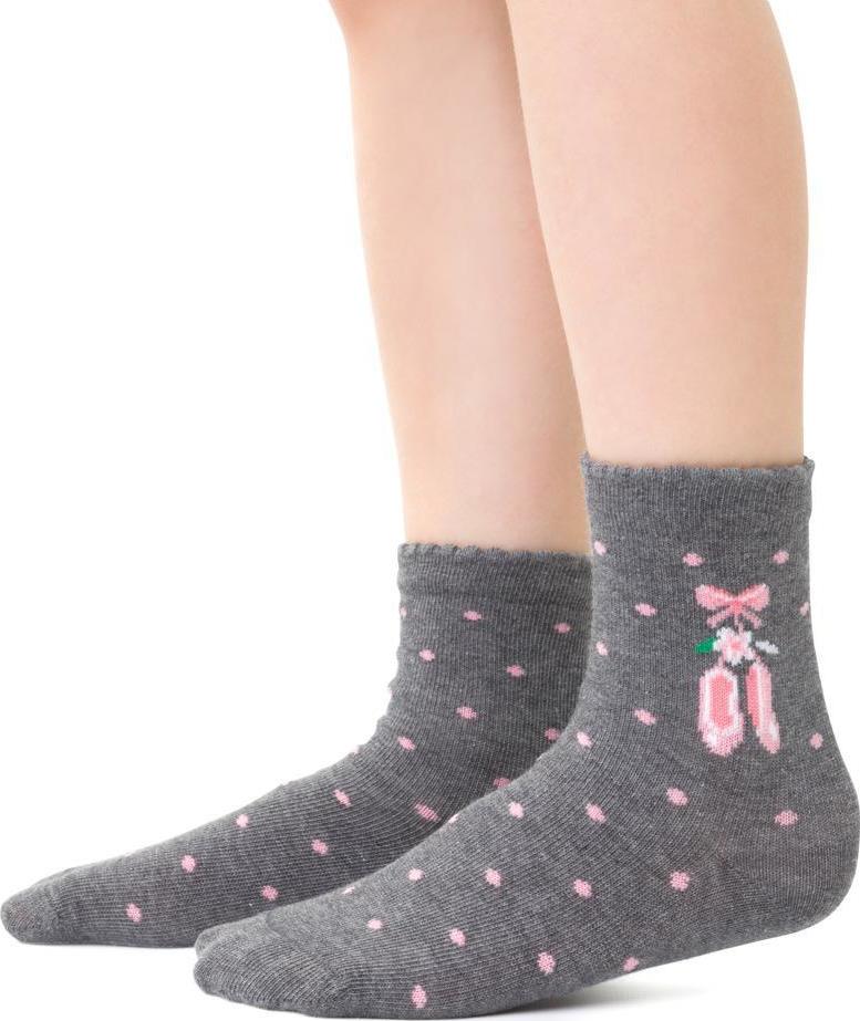 Sivo-ružové vzorované ponožky pre dievčatá Art.138 KP339, GRAY MELANGE Veľkosť: 20/22