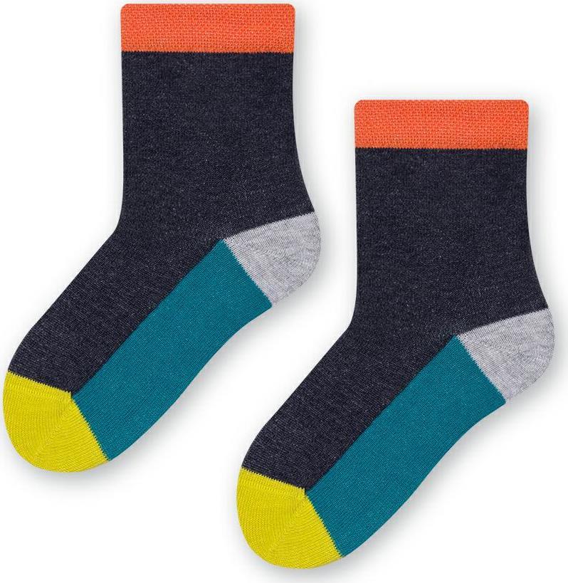 Farebné chlapčenské ponožky Art.138 KP272, DENIM MELANGE Veľkosť: 20/22