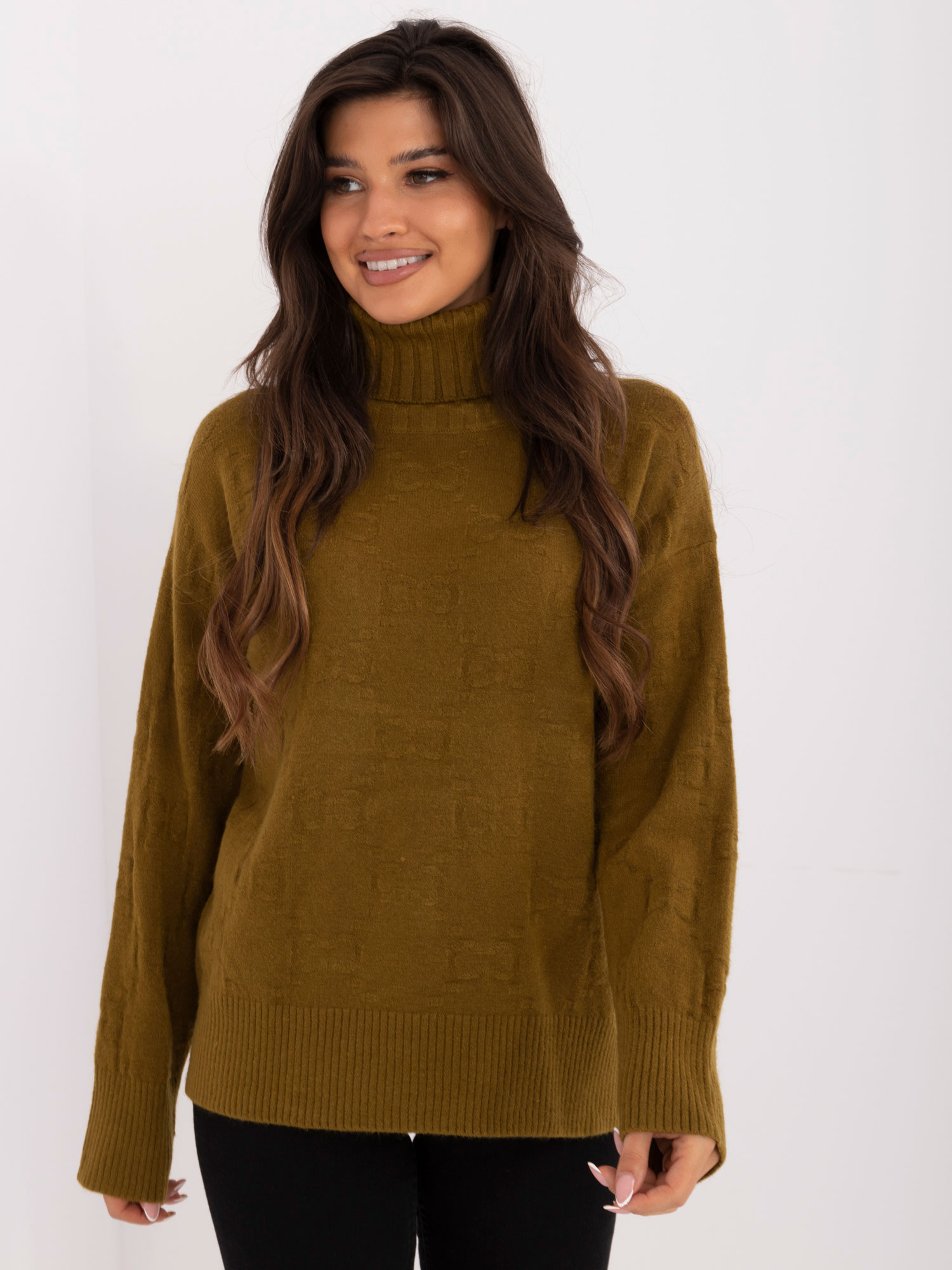 Olivový rolák so vzormi AT-SW-2342-1.35-olive Veľkosť: ONE SIZE