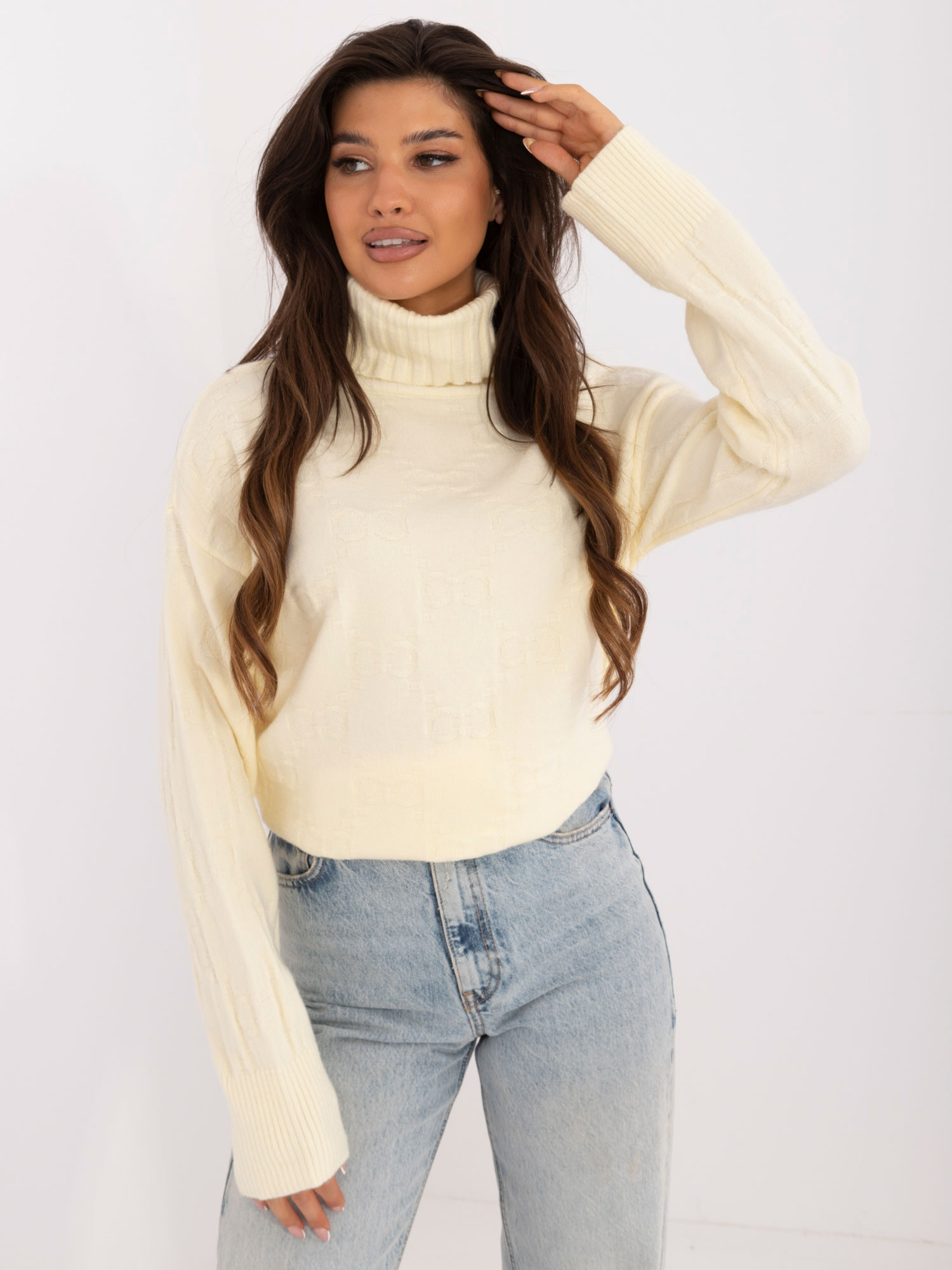 Svetložltý rolák so vzormi AT-SW-2342-1.35-light yellow Veľkosť: ONE SIZE