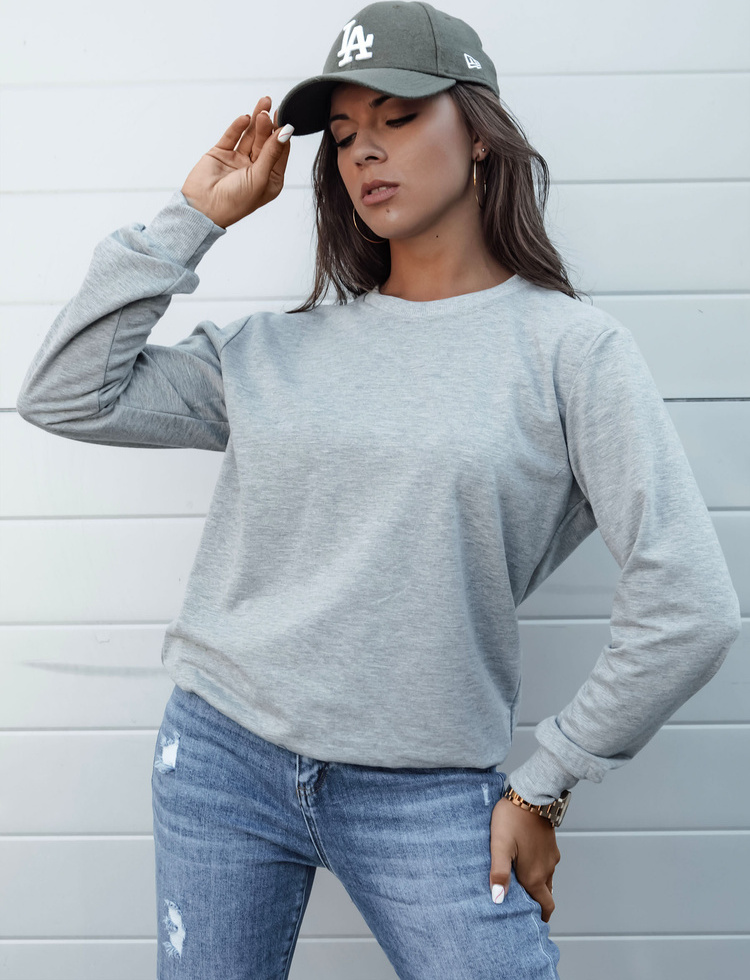 Svetlosivá dámska basic mikina GLAMFLAIR BY1315 Veľkosť: S