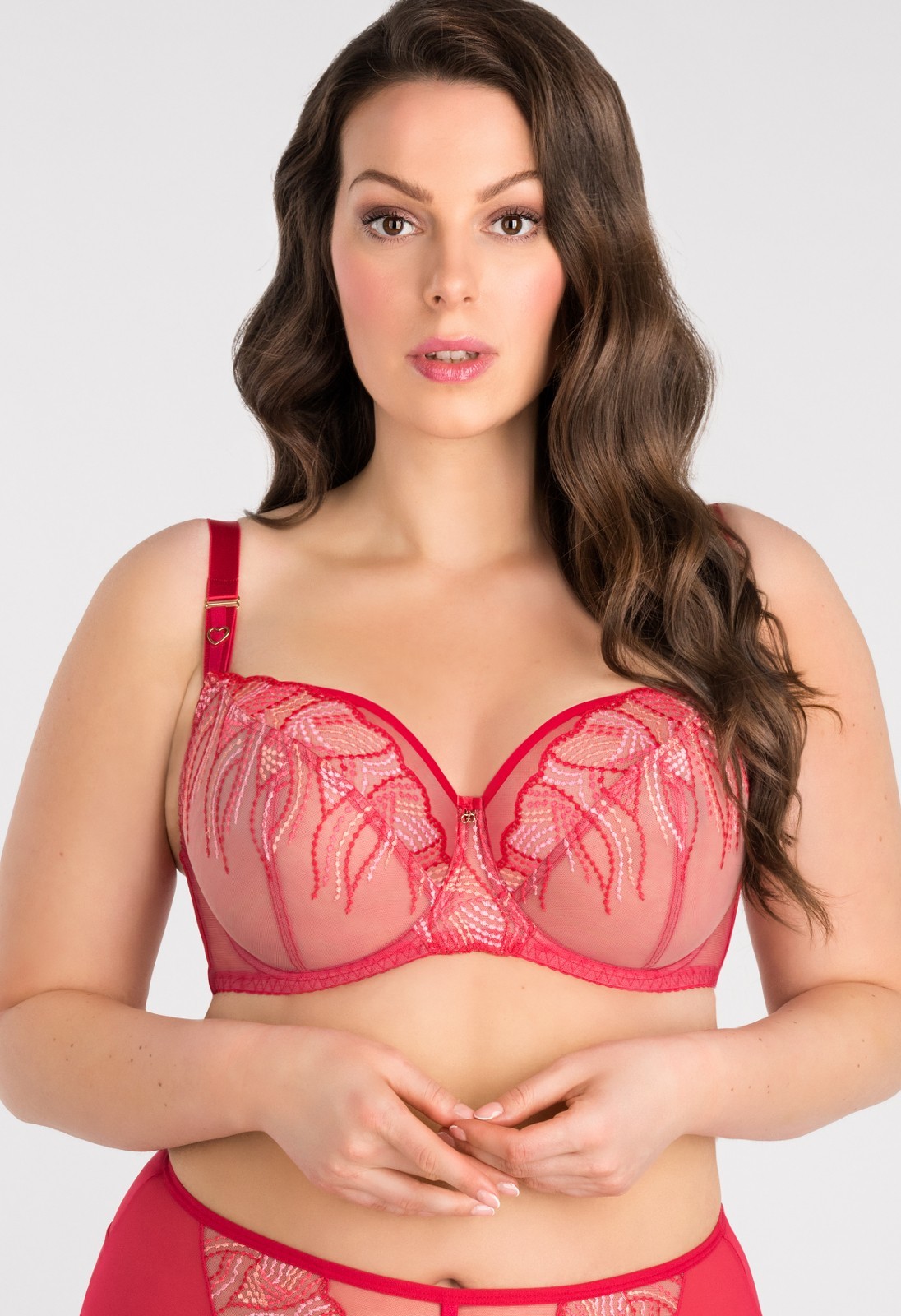 Červená mäkká podprsenka s čipkou Gorsenia Crazy Heart K 828 Crazy Heart Veľkosť: 65H