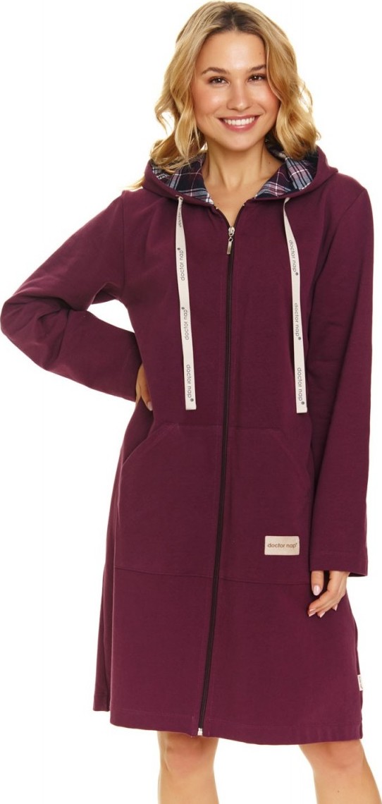Fuchsiový dámsky župan s kapucňou Doctor Nap Veľkosť: 2XL