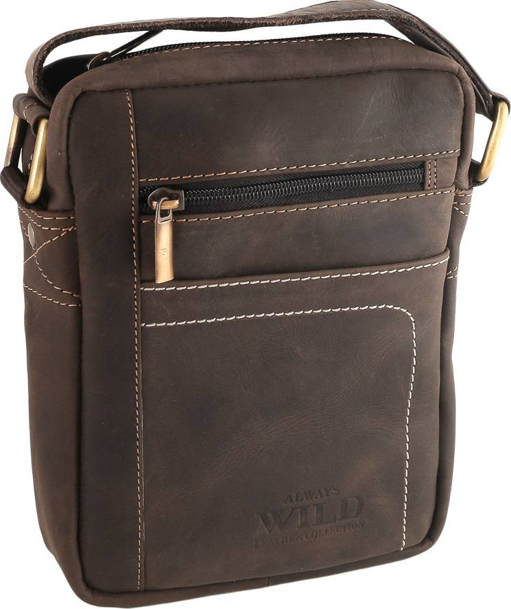 Always Wild Tmavohnedá pánska kožená taška cez rameno [DH] 250840-MH Veľkosť: ONE SIZE