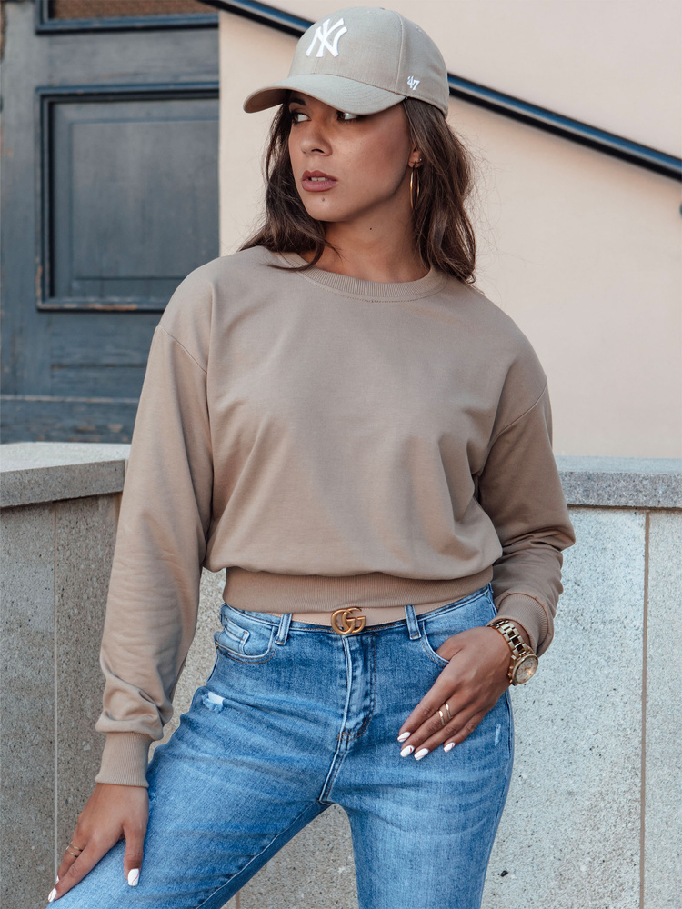 Béžová dámska basic mikina CASUALVIBE BY1302 Veľkosť: M