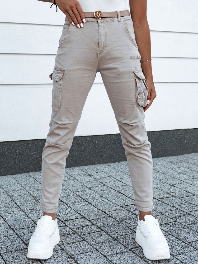 Svetlobéžové dámske cargo nohavice UY2118 Veľkosť: XS