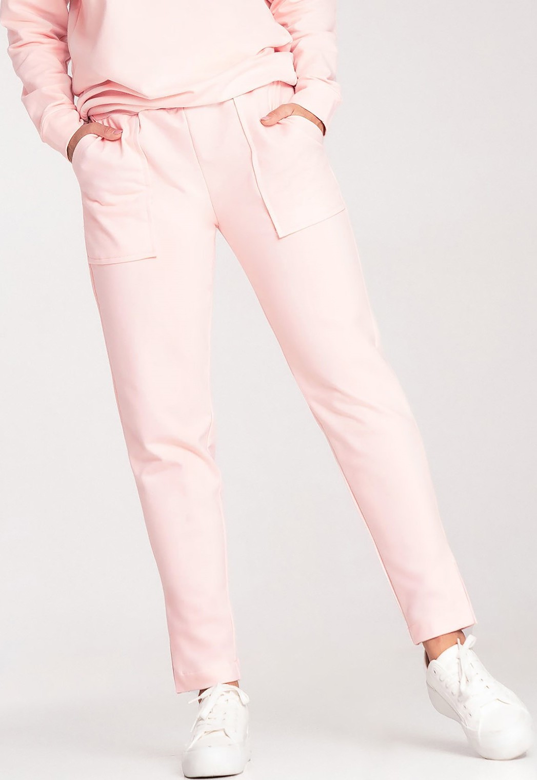 Svetloružové bavlnené športové nohavice M1035 Light Pink Veľkosť: XL