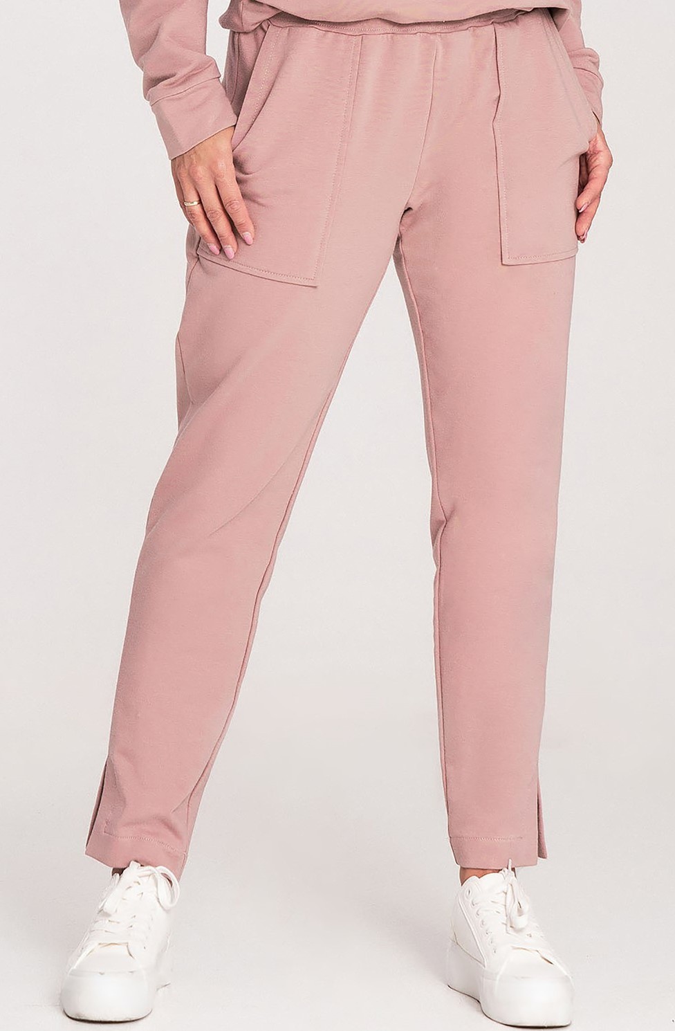 Tmavoružové bavlnené športové nohavice M1035 Dark rose Veľkosť: L