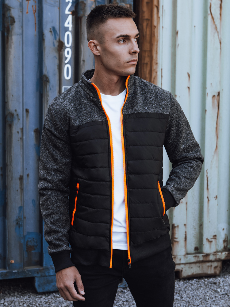 Tmavomodrá pánska prechodná bunda s oranžovými zipsami TX4855 Veľkosť: M