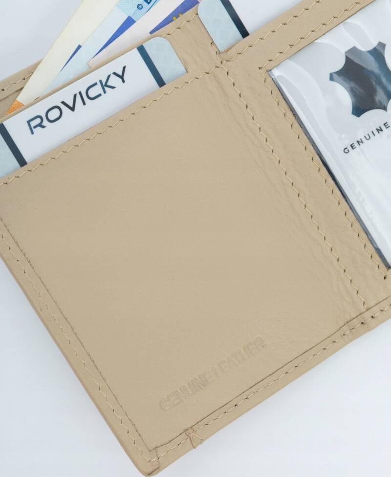 Rovicky béžová malá dámska peňaženka z prírodnej kože V411 R-18-LFN Veľkosť: ONE SIZE