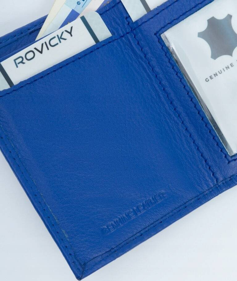 Rovicky modrá malá dámska peňaženka z prírodnej kože V410 R-18-LFN Veľkosť: ONE SIZE