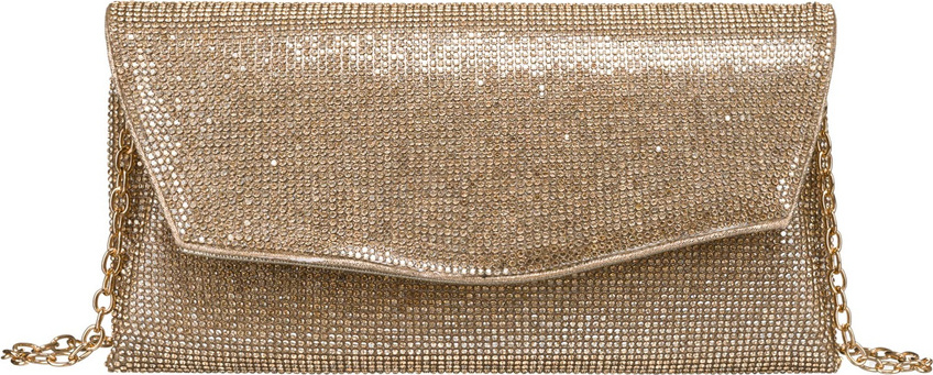 Peterson zlatá listová kabelka s lesklými zirkónmi PTN XS102 Veľkosť: ONE SIZE