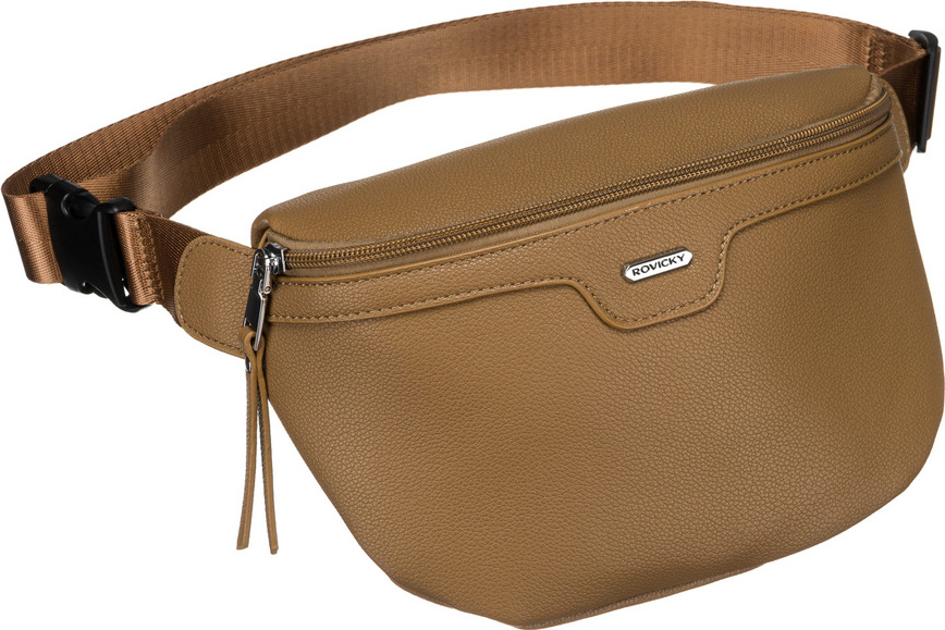 Rovicky béžová elegantná ľadvinka z ekologickej kože R-103-01 Veľkosť: ONE SIZE