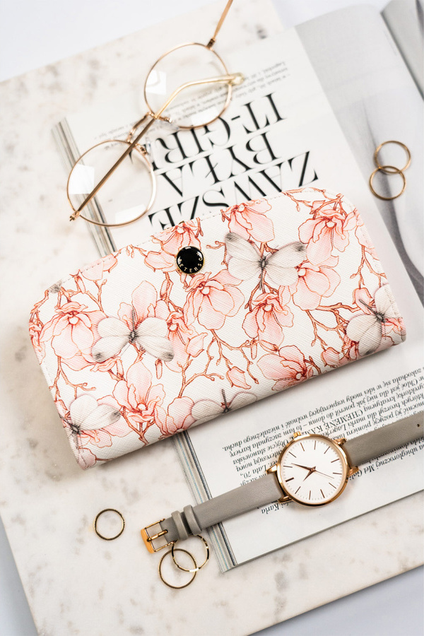 Peterson biela elegantná dámska peňaženka s kvetinovým vzoromY697 PTN 1841-F8 Veľkosť: ONE SIZE