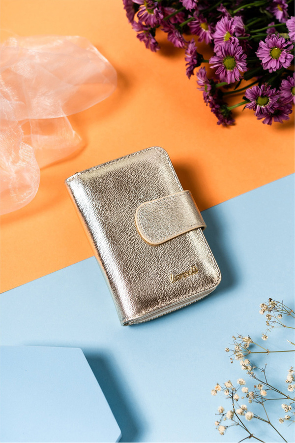 Lorenti zlatá peňaženka s trblietavou textúrou S321 76115-BLA Veľkosť: ONE SIZE