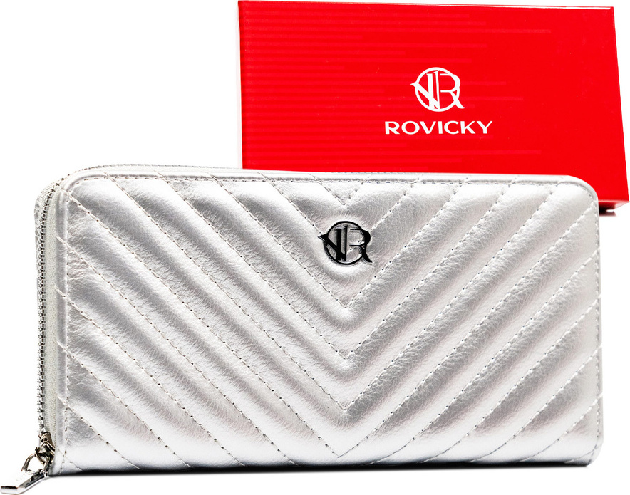 Rovicky strieborná elegantná peňaženka so zapínaním na zips V403 R-PRK-04-HRH Veľkosť: ONE SIZE