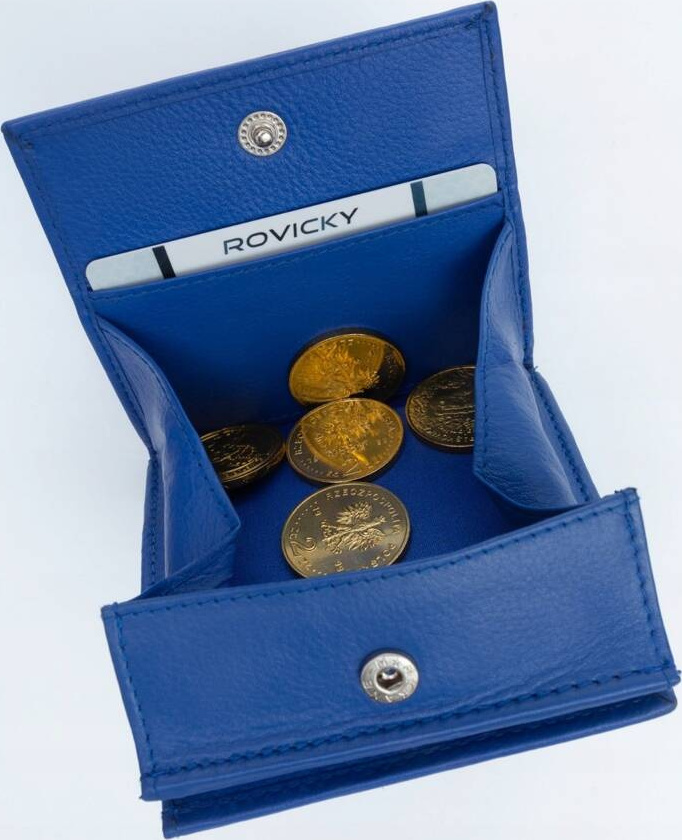 Rovicky modrá praktická peňaženka z prírodnej kože V396 R-23-26-LFN Veľkosť: ONE SIZE