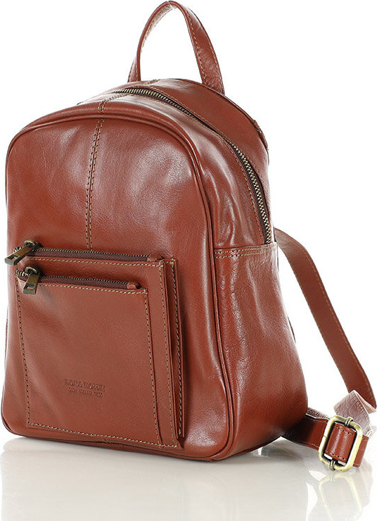 MARCO MAZZINI Hnedý malý kožený batoh s vreckami (vs109b) Veľkosť: ONE SIZE