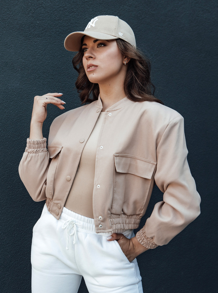 Béžová krátka bombera VERPI TY4409 Veľkosť: S