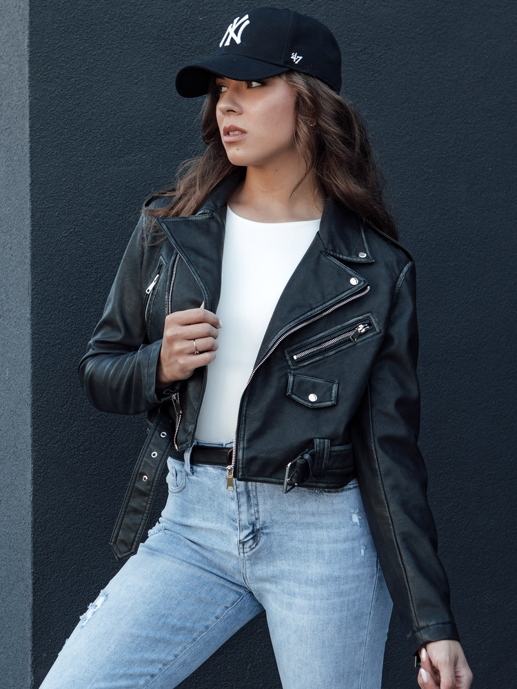 Čierna koženková bunda PALIGOR TY4467 Veľkosť: L