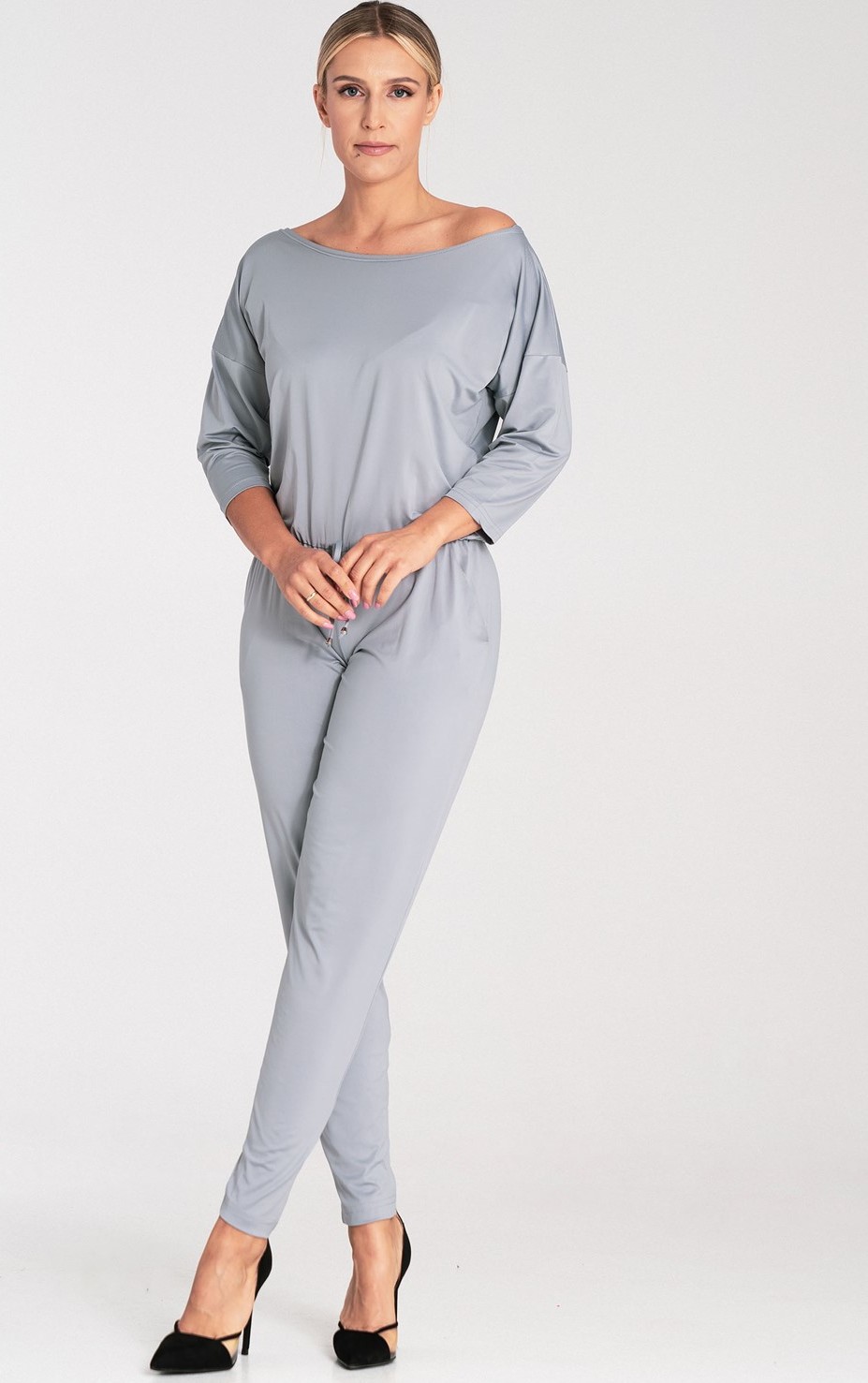 Sivý voľný overal s dlhými zúženými nohavicami a 3/4 rukávmi M1030 grey Veľkosť: XL