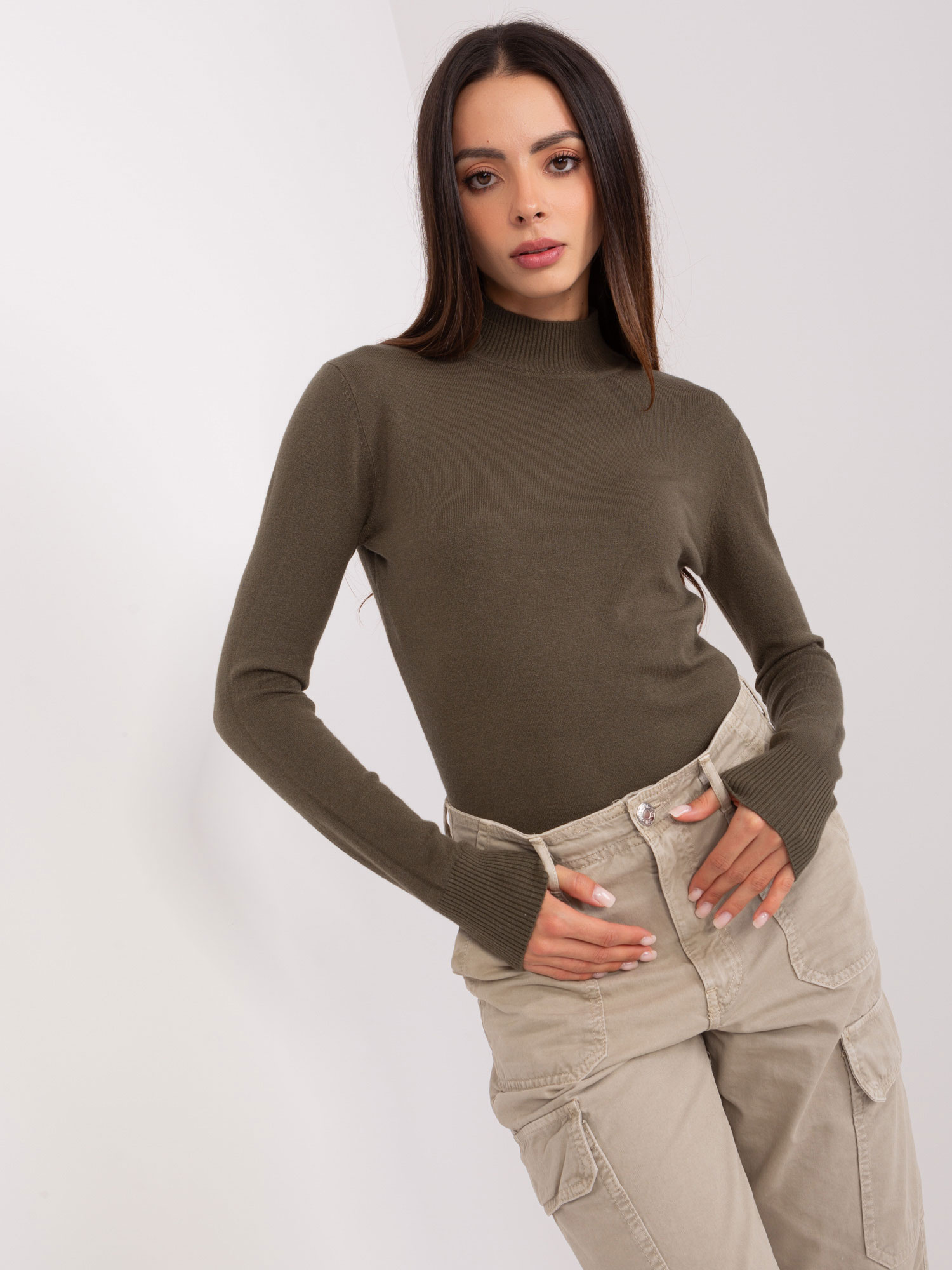 Khaki rolákový sveter PM-SW-PM-20.05-khaki Veľkosť: S/M
