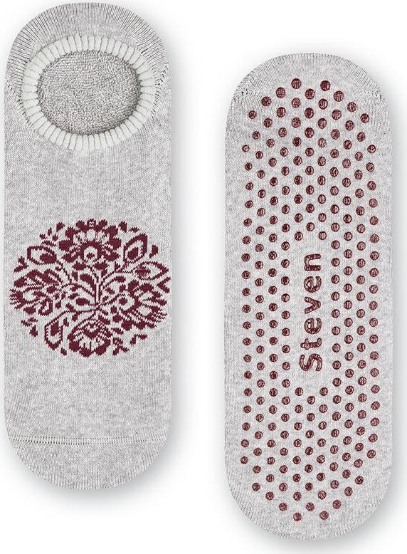 Sivé dámske ponožky s mandalou- protišmyk Art.132 ZF029, LIGHT GRAY MELANGE Veľkosť: 35/37