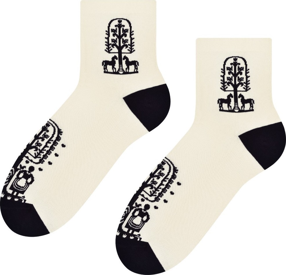 Smotanové ponožky s ľudovým vzorom Art.118 KI017, ECRU Veľkosť: 35/37