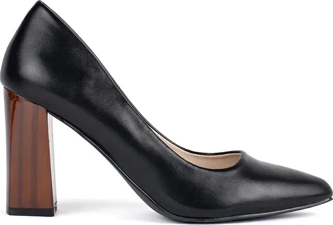 Elegantné čierne lodičky na stĺpikovom podpätku GD-FL486A-B Veľkosť: 37