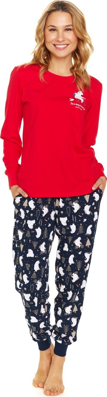 Červeno-modré pyžamo s potlačou ľadových medveďov Veľkosť: L