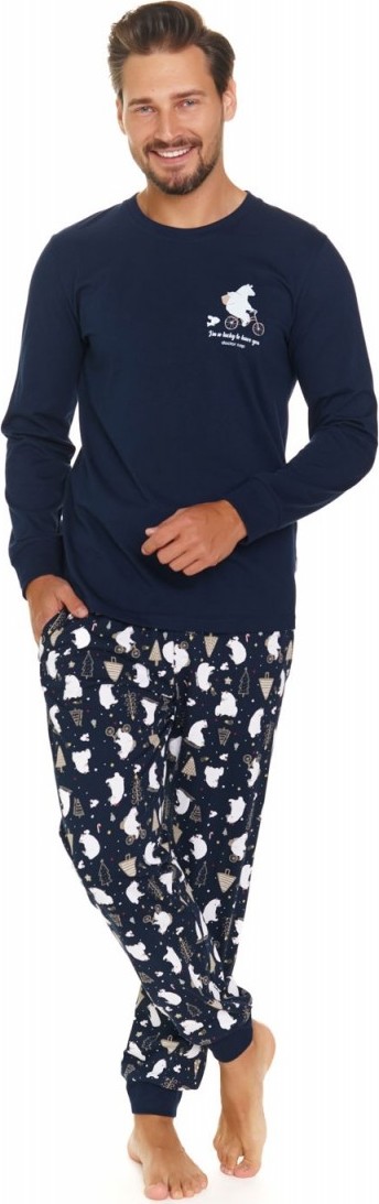 Tmavomodré pánske pyžamo s potlačou ľadových medveďov Veľkosť: S