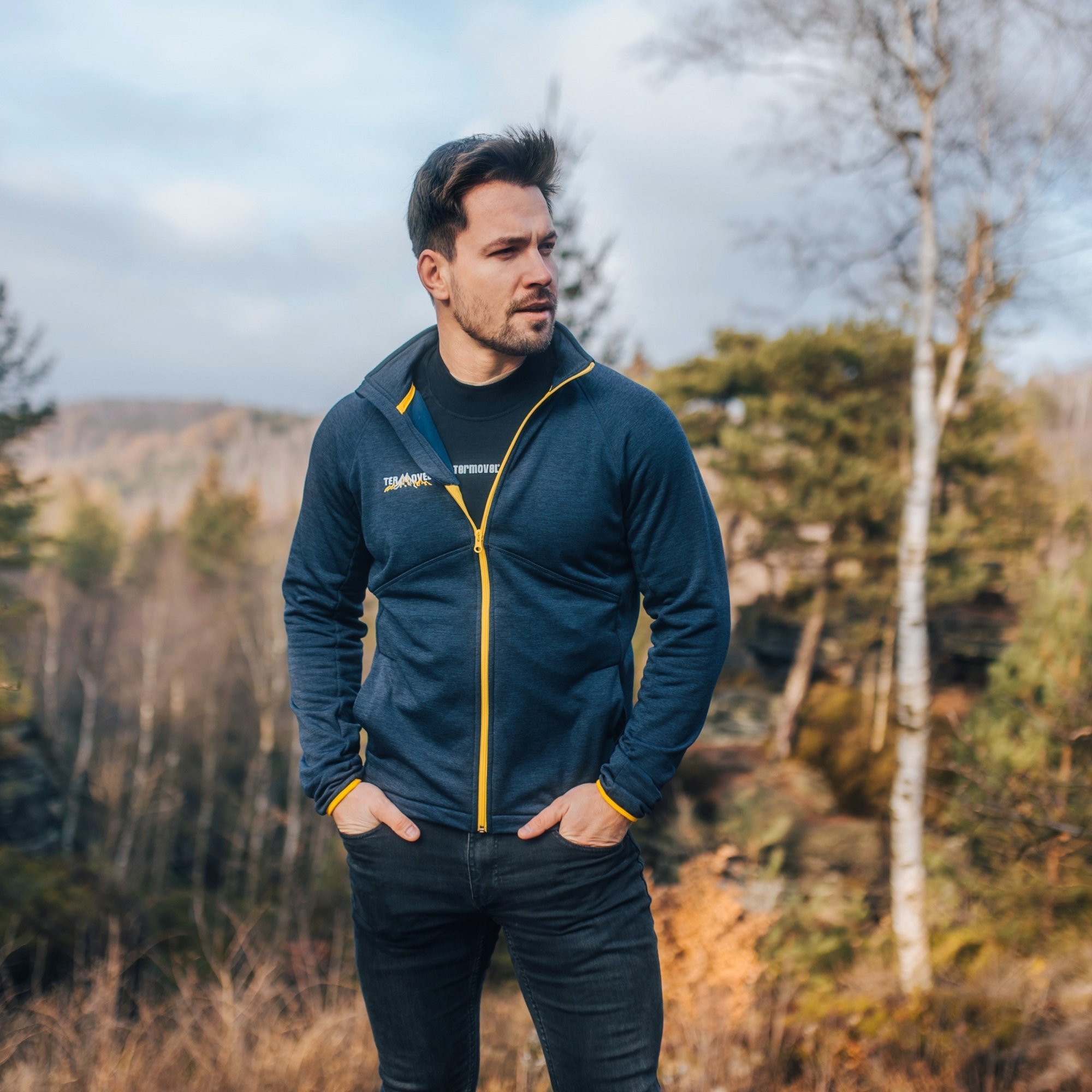 Tmavomodrá pánska funkčná mikina na zips Veľkosť: 2XL