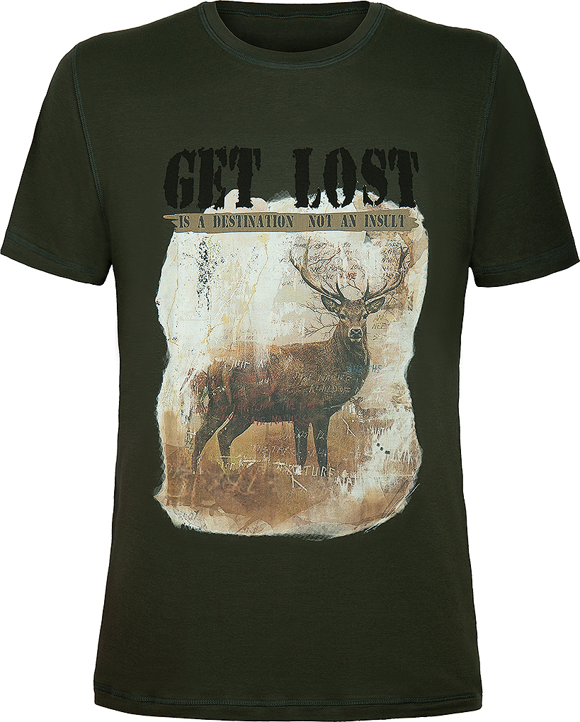 Pánske khaki tričko s krátkym rukávom a potlačou "Get lost" Veľkosť: XL