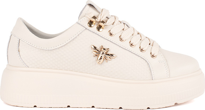 Smotanové kožené sneakersy na platforme GD-XF-161BE Veľkosť: 36