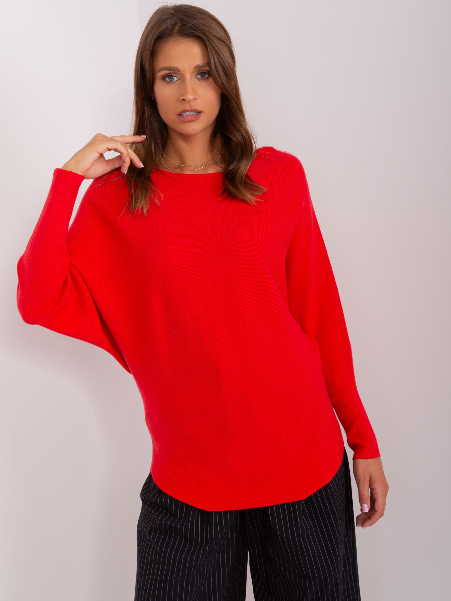 Červený sveter s netopierími rukávmi PM-SW-PM-3588.00X-red Veľkosť: S/M
