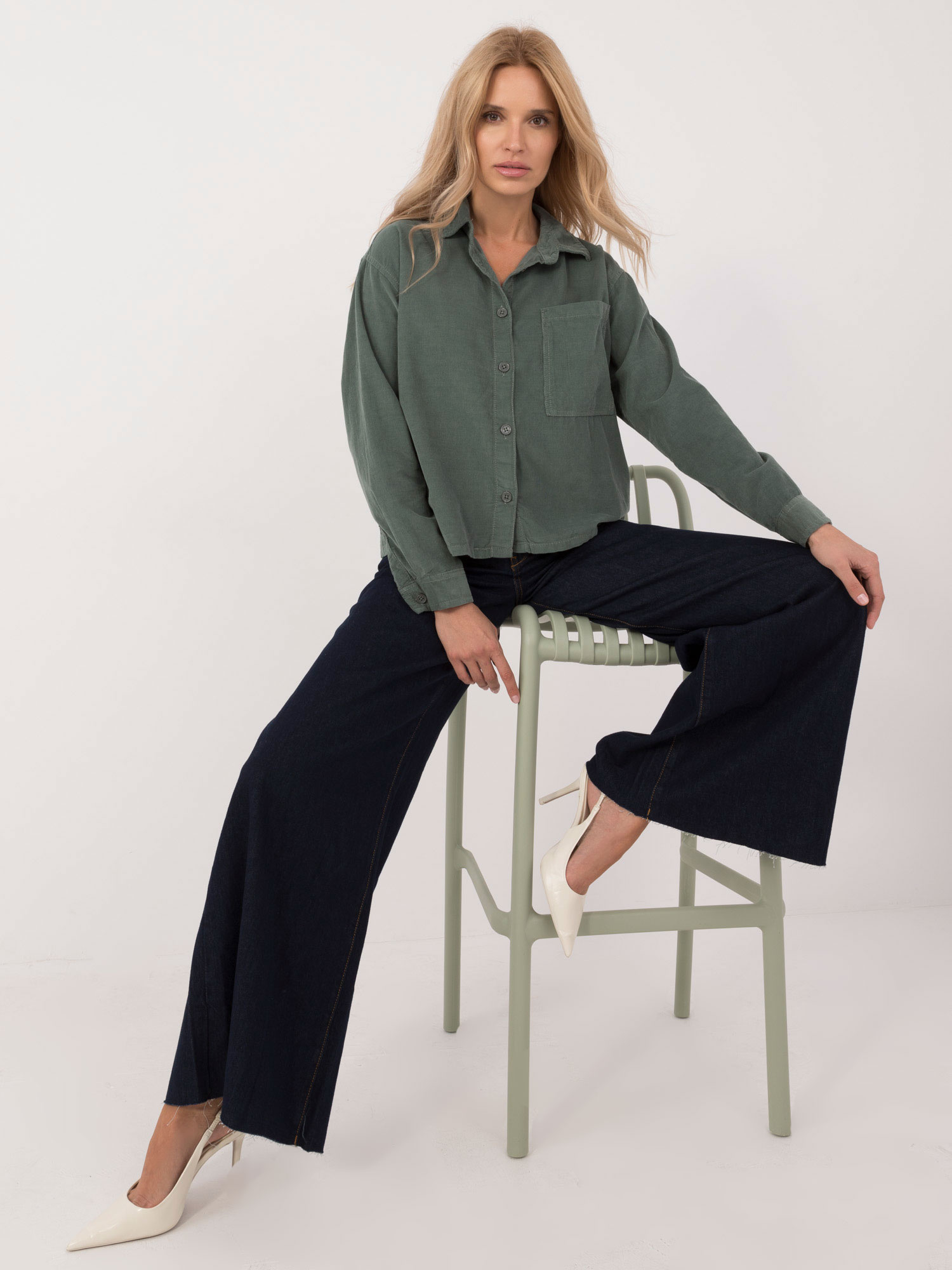 Dámska khaki košeľa D70046M11184A1-khaki Veľkosť: M