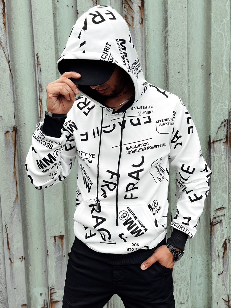 Biela pánska mikina s potlačou BX5780 Veľkosť: 2XL